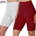 thumbnail image 2 of Diufon Plus Size Legging Shorts for Women Solid Color Yoga Shorts Elastic High Waist 2 Pack Shorts, 2 of 7