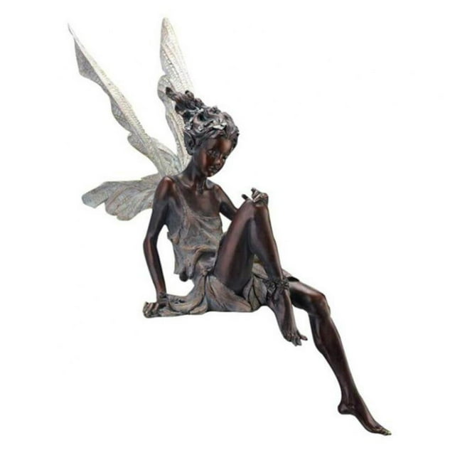 Statue de Jardin en Résine Assise, Fée Réaliste avec Décoration d'Aile, Conte de Fées Charmant pour Extérieur, Ornement de Maison, Cadeau