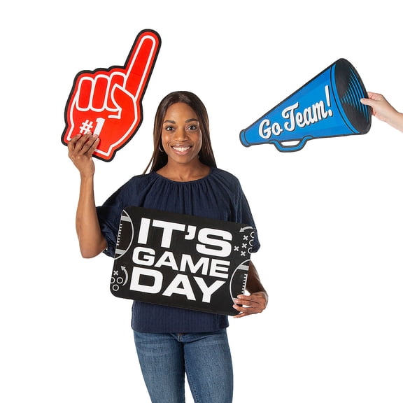 7 3/4" – 24" Football Party Large Cardboard Photobooth Props - 6 Pc.