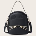 thumbnail image 5 of Bolso de mensajero cruzado de cuero PU para mujer Mochila de hombro de gato lindo (negro), 5 of 5