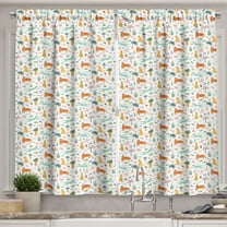 Ambesonne Tropical Kitchen Curtains, Palm Tree Cacti Wild Cat, 55"x45", Burnt Sienna Grey Teal
