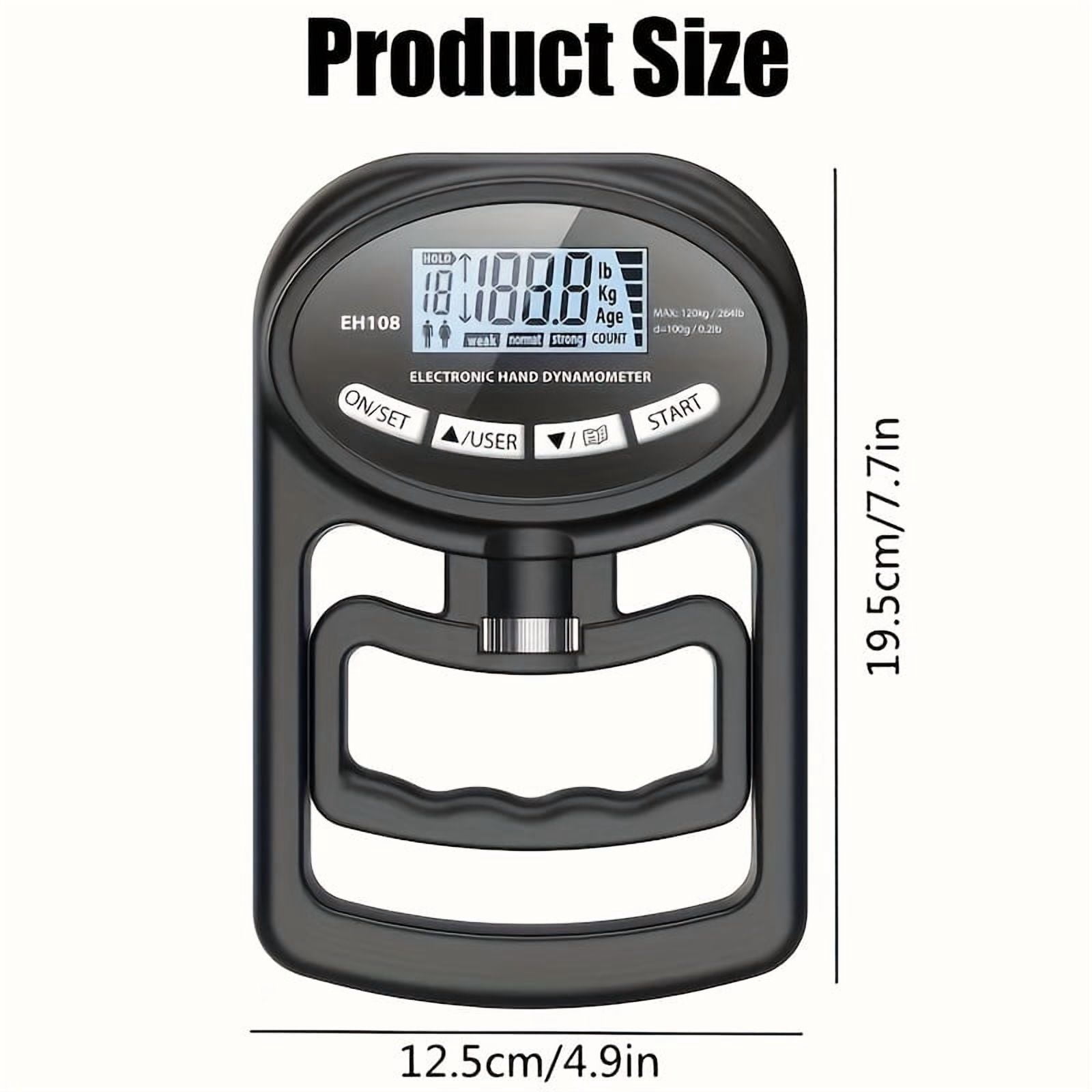 FORICOM Hand Grip Strength Tester Trainer - Electronic Hand Dynamometer Forearm Grip Strengthener Exerciser Digital Training Gauge 265 Lbs 120 Kgs for Sport Home School Use