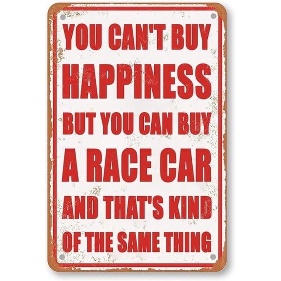 Funny Garage Metal Sign Vintage Car Decor Racing Gifts You Can'T Buy Happiness But You Can Buy A Race Car Personalized Garage Signs For Men Race Theme Car Bedroom Accessories Decor For Boys Retro