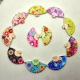 thumbnail image 4 of Pack Of 100 Mixed Color Printed Fan Shape Wooden Buttons With Hole DIY Craft Sewing Accessory, 4 of 7