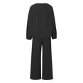 thumbnail image 4 of Women's Solid Color Deep V Neck Loose Long Sleeved Trousers Suit Suit Pants Bottoms Out Women Tuxedo Pants for Women Bridal Shower Outfit Pinstripe Pantsuit Women Striped Trouser Pants for Women, 4 of 5