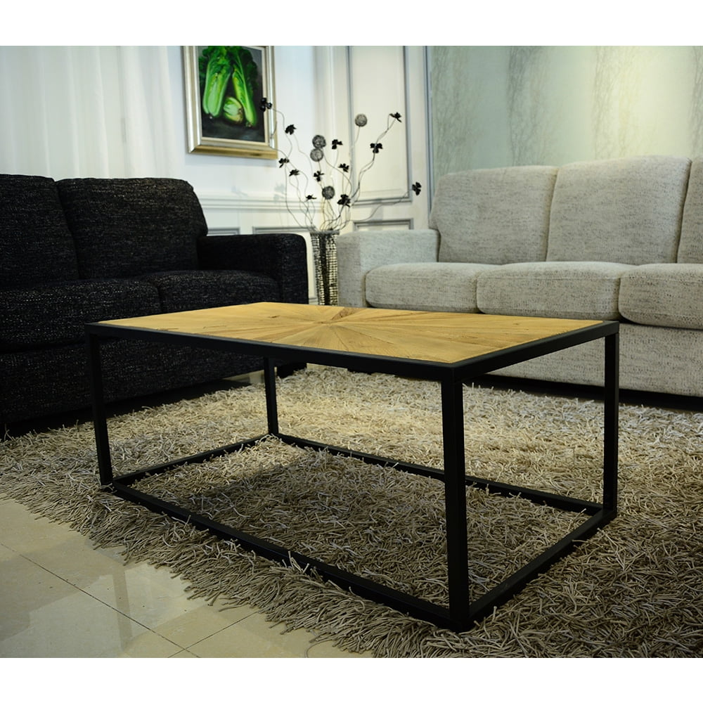Lowestbest Rustic Industrial End Table, Square Wood Side Accent Table for Living Room
