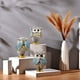 thumbnail image 4 of Estatuas de búhos sabios | Figuras de "No oigo, no veo, no digo el mal" | Decoración de resina para estantería, repisa u oficina | Decoraciones con detalles en naranja y azul, 4 of 6