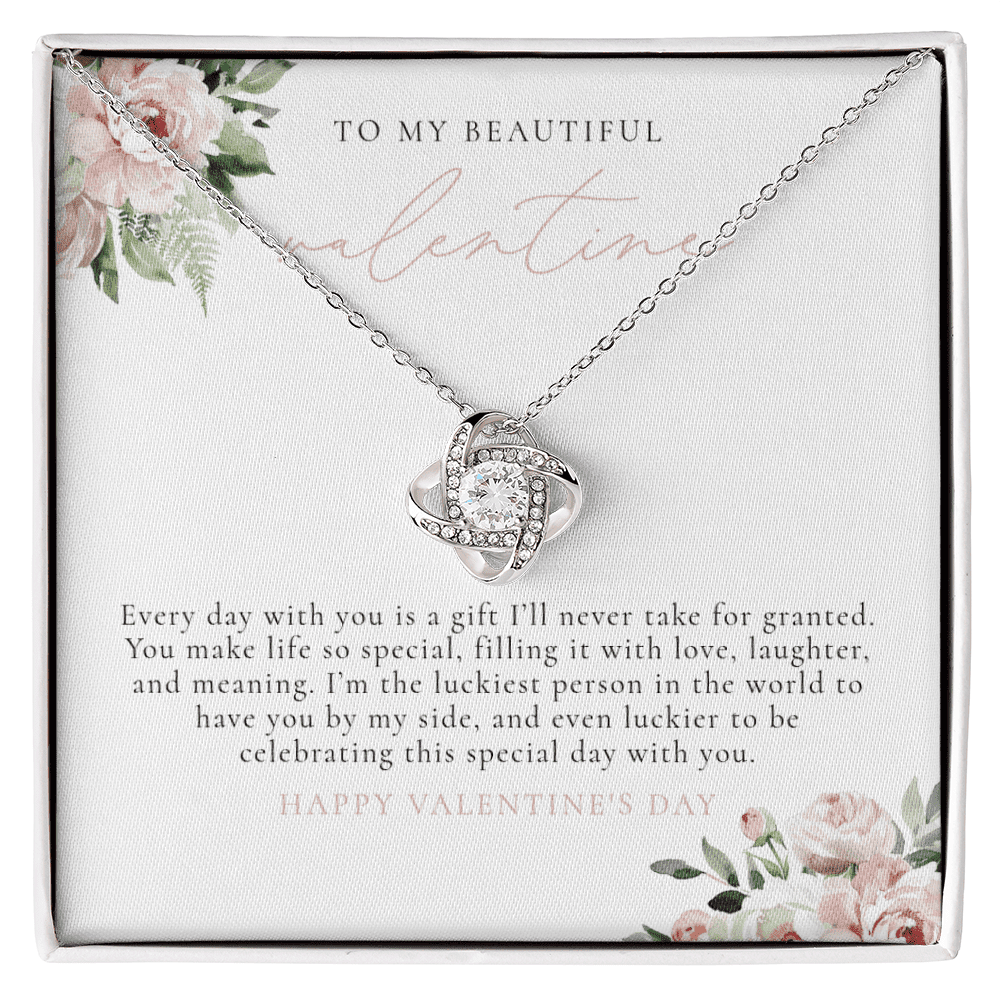 Blush Floral To My Valentine Necklace A Meaningful Necklace Perfect For Anniversaries Birthdays Valentine Version 652 White Love Knot Necklace