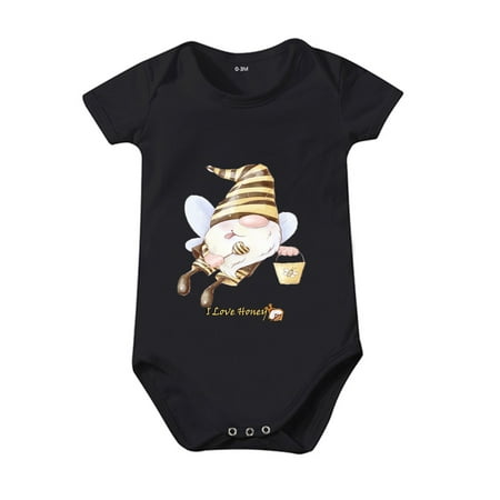 

Baby Outfits for Girls Shot Sleeve Leotard Boys And Girls Bee Festival Fairy Cartoon Print I LOVE HONEY! Print Honey Short Sleeved Crawl Clothes 0 To 24 Months Kids