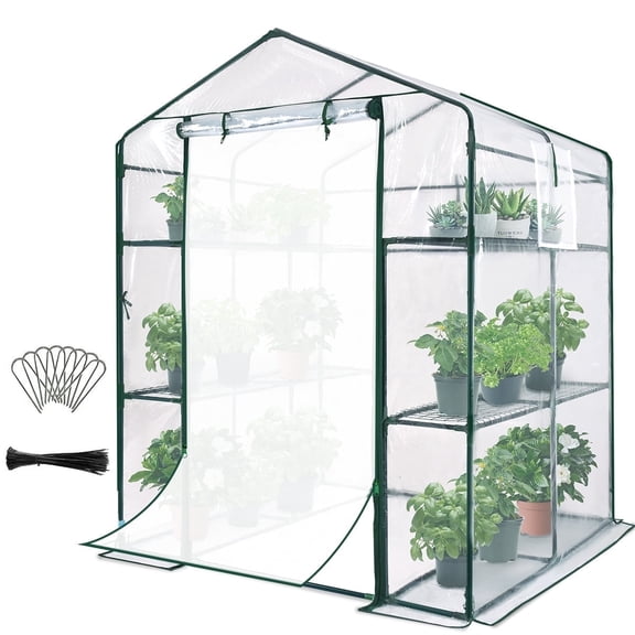 Quictent Mini Greenhouse 56"x56"x77" Walk-in Greenhouse, Transparent PVC Cover, 12 Shelves
