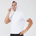 thumbnail image 7 of FRSASU Men's Short Sleeve Hoodie Gym Shirts Lightweight Quick-Dry Athletic Pullover Hooded Workout Fitness Tee White, 7 of 7
