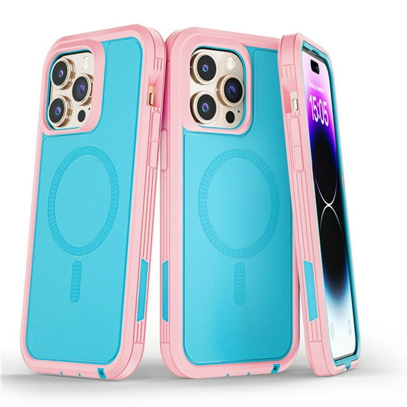 Dteck Case for iPhone 14 Pro Max, Compatible with MagSafe, Military-Grade Drop Protection Silicone Protective Phone Cover, Shock-Absorbing Corners Shockproof Magnetic Case,Light Blue