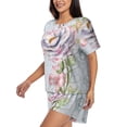 thumbnail image 2 of Bixox Women's Vintage Rose Printed Pajama Set 2 Piece Lounge Set Top and Shorts Soft Pajamas, Shorts with Pockets, 2 of 7
