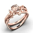 thumbnail image 3 of Gorgeous Vine Leaf Ring, Boho & Hippie 1.00 Carat Round Cut Morganite And Diamond Moissanite Engagement Ring, Bridal Ring, Twig Ring, Wedding Ring In 925 Sterling Silver With 18K Rose Gold Plating, 3 of 3