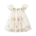 thumbnail image 2 of Girls Princess Dress Flower Girl Dress Ball Gown Flutter Sleeve Tulle Embroidered 3D Flower Floral Embroidery Party Holiday Elegant Fancy Dresses for Girls 3-24M, 2 of 8