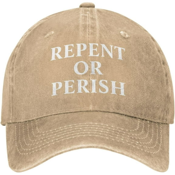 Repents Or Perish Hat Funny Cotton Washed Cowboy Baseball Cap Adjustable Unisex Dad Hats