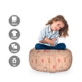 thumbnail image 2 of But First Coffee Storage Toy Bag Chair, Continuing Line Drawing Croissant Cup Butterfly and Hearts, Stuffed Animal Organizer Washable Bag, Large Size, Pastel Pink Pastel Brown, by Ambesonne, 2 of 3