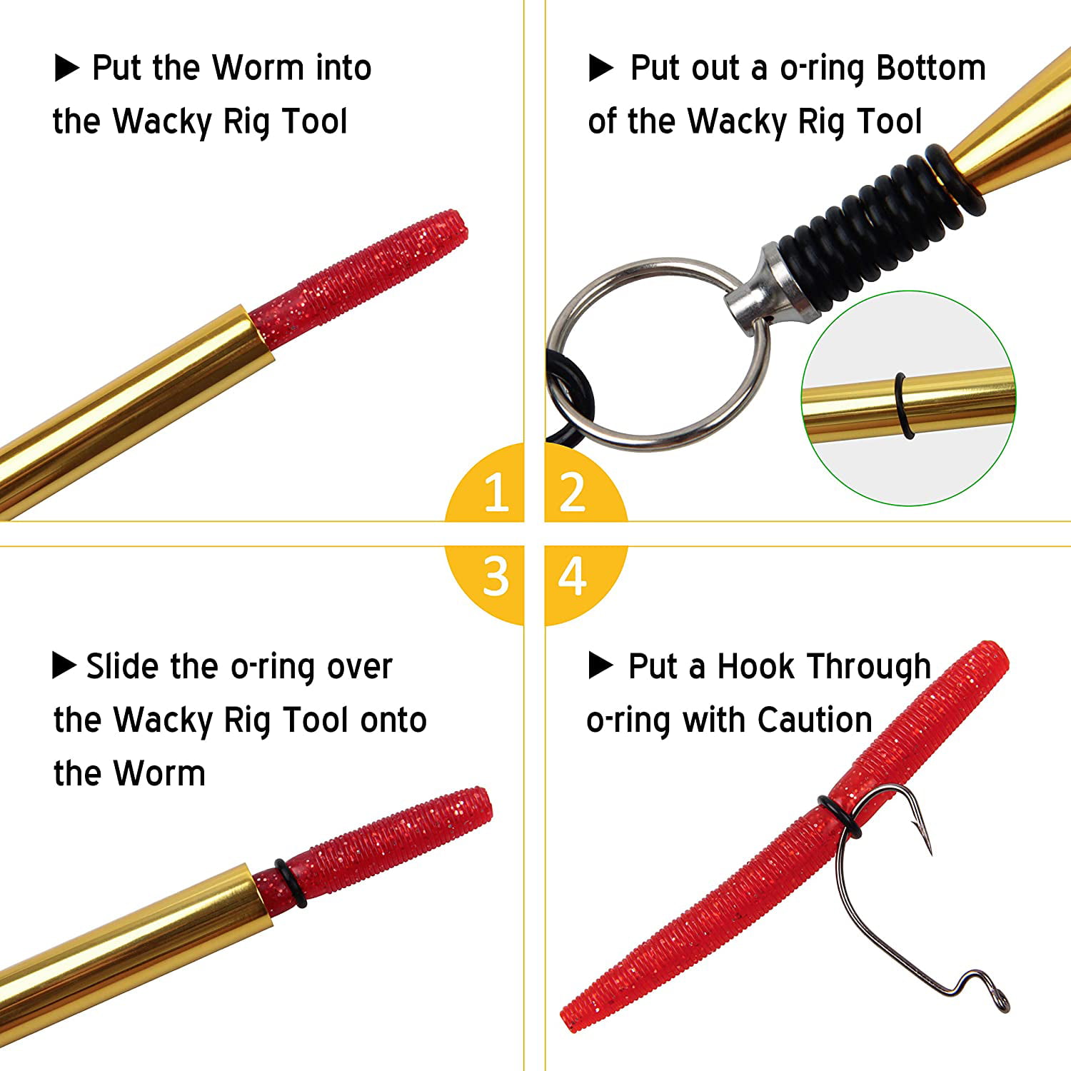 Wacky Worm Rig O-Ring Tool for Senkos Stick Lures Baits w/ 10pcs O Rings Fishing 