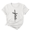 thumbnail image 3 of Camisetas de Cuello de Tripulación de Manga Corta para las Mujeres Cartas de Impresión de Pascua Camiseta de Manga Corta, Spandex de Poliéster, 3 of 5