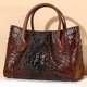 thumbnail image 2 of Bolso de mano de piel auténtica de lujo con estampado de cocodrilo para mujer, bolso de hombro tipo bandolera de piel de vaca de alta calidad y gran capacidad, 2 of 5