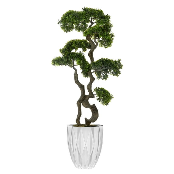 Vintage Home Artificial Faux Real Touch 5.41 Feet Tall Bonsai Tree With Fiberstone Planter