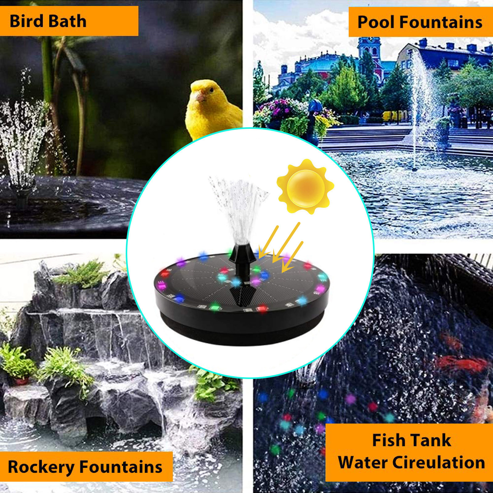 Solar Fountains Bird Bath Fountains Pond Outdoor Floating Solar Fountains