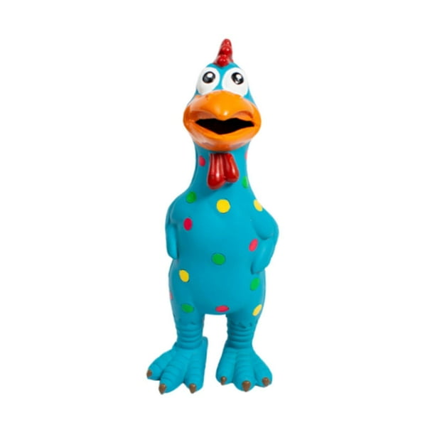 Pollo de látex para niños y adultos, divertido juego familiar, juegos de playa, juguetes para perros chirriantes Azul