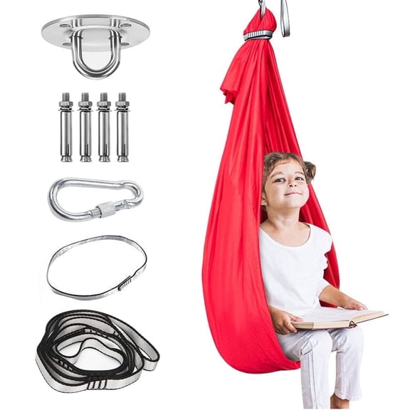Somnr Kids Sensory Hammock - Therapy Swing for Autism & ADHD, Indoor/Outdoor Use, Red