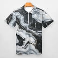 thumbnail image 3 of Marble Texture Men Zipper T-shirt Summer Casual Short Sleeve T-shirt Top, 3 of 7