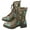 Green, variant on Women's Printed Embroidered Boots Over Feet Round Toe Chunky Ankle Boots Wedding Shoes
