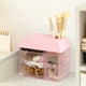 thumbnail image 1 of Caja organizadora de escritorio rosa, caja de almacenamiento para escritorio en forma de casita, adecuada para guardar joyas y contenedores de bolígrafos para escritorio, papelería, 1 of 9