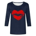 thumbnail image 4 of ALLLIST Crew Neck Womens Tops 3/4 Sleeve Holiday T-Shirts Blue Graphic Fashion Shirts for Women, 4 of 4