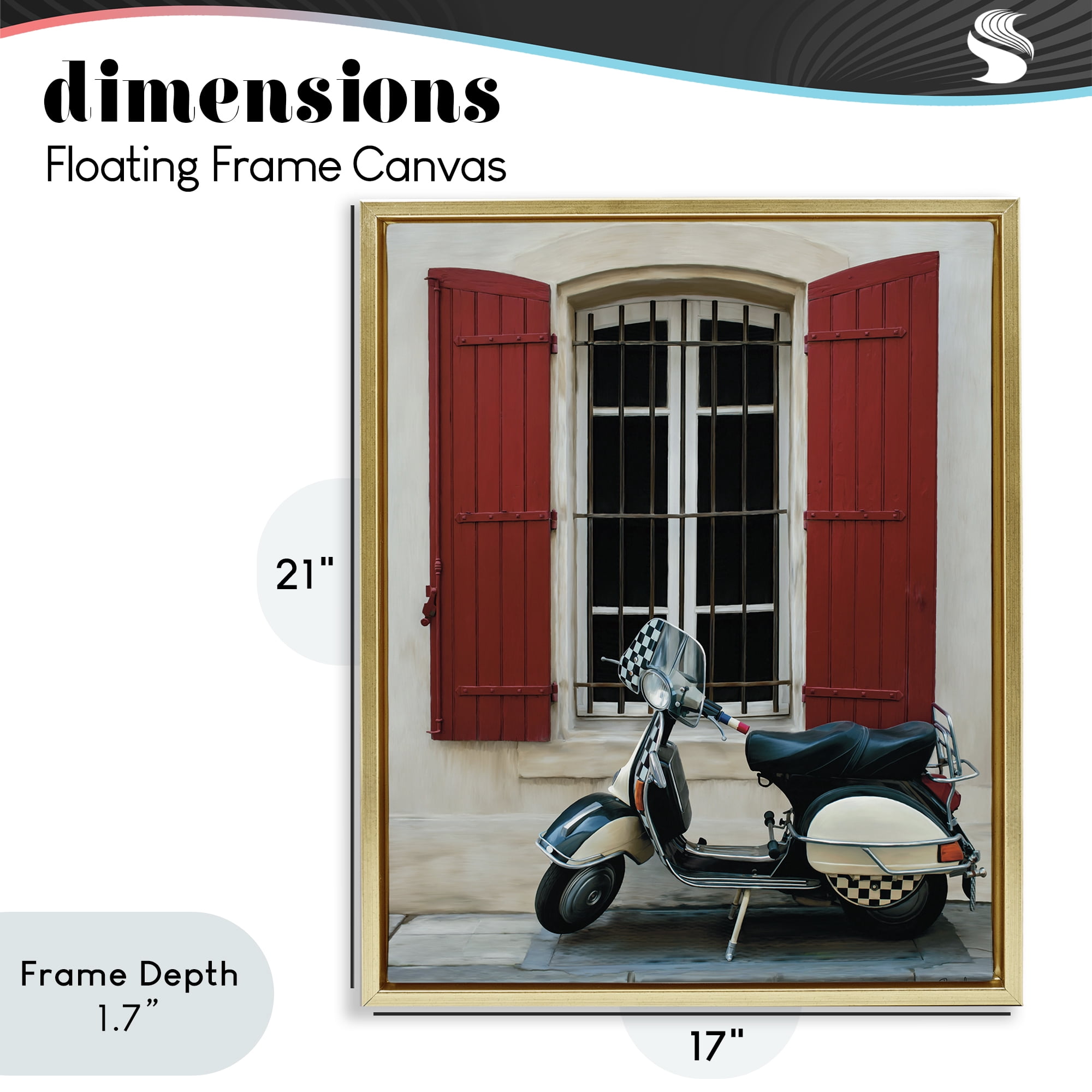 Stupell Industries Two Wheel Dream Gold Framed Floater Canvas Wall Art, design by Renel Peters