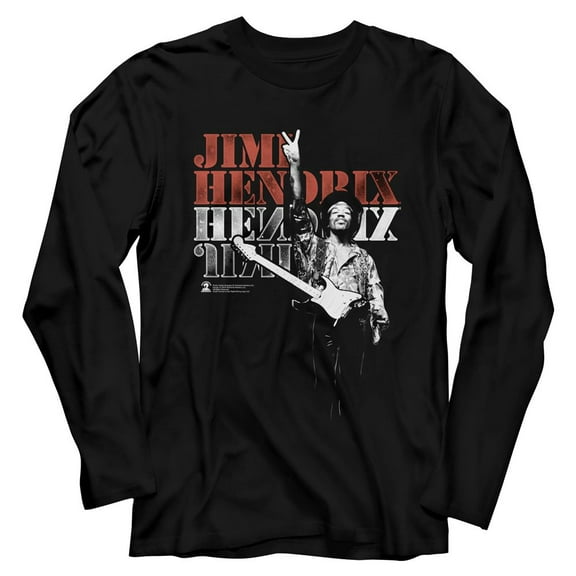 Jimi Hendrix Jimi Peace Black Adult Long Sleeve T-Shirt