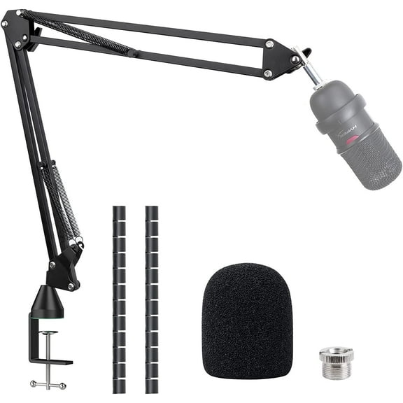 SUNMON SoloCast Boom arm for HyperX, Microphone Stand for SoloCast – Mic Arm Upgrade C Desk Clamp, 2 Cable Ties
