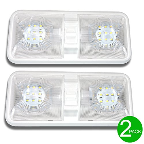 2 Pack Rv Led Ceiling Double Dome Light Fixture With On Off Switch Interior Lighting For Car Trailer Camper Boat Dc 12v Natural White 4000 4500k 48x2835smd Com - How To Take A Dome Light Fixture Off The Ceiling