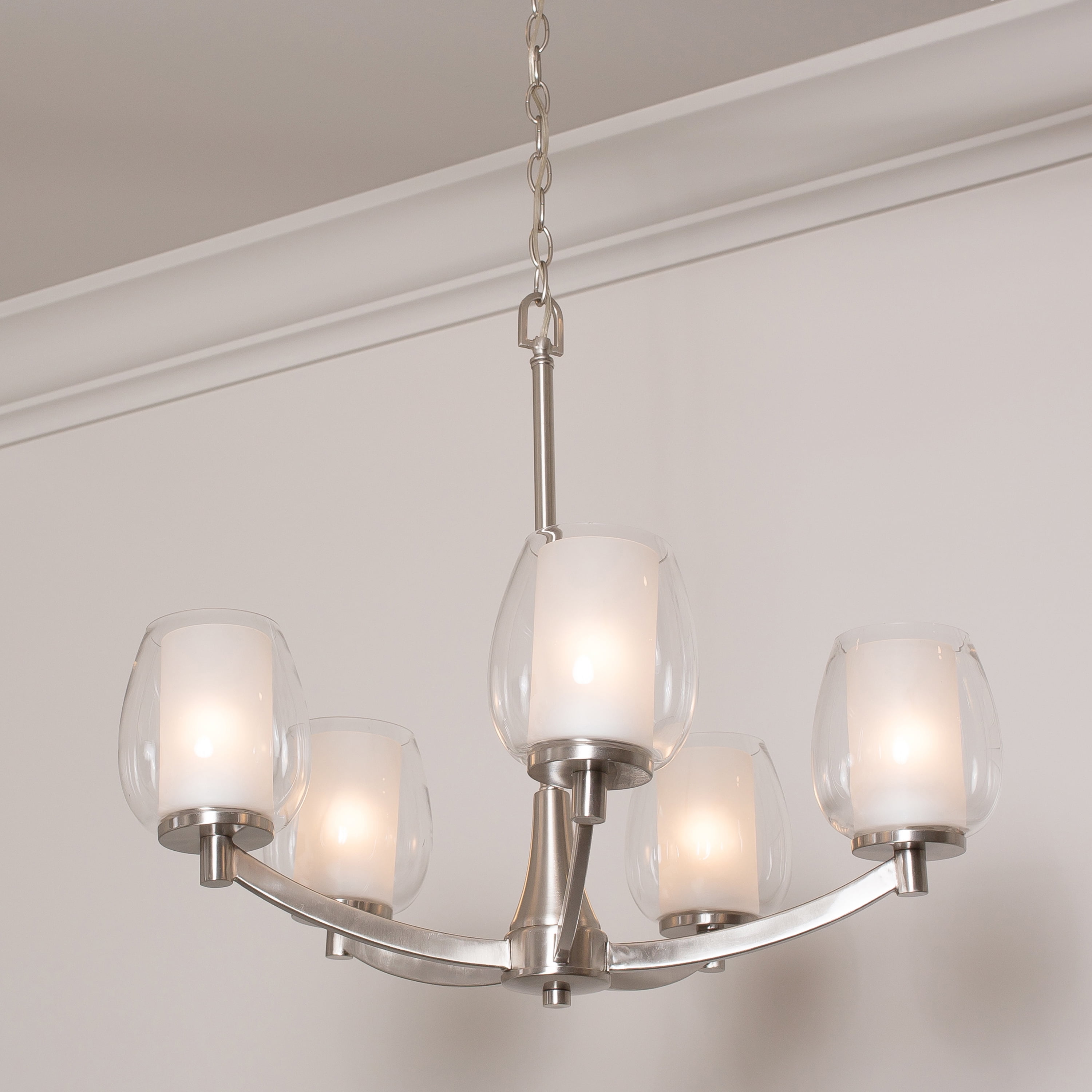 Sir/ét Lighting ST1063-ASL Catelyn 6-Light Antique Silver Leaf Sheer Hardbacked Shade Chandelier