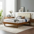 thumbnail image 6 of Bridgette Full Wood Platform Bed With Angular Frame Walnut Beige, 6 of 12