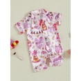 thumbnail image 4 of BemeyourBBs Baby Girls Birthday Pajamas, Short Sleeve Bow Cake Print Jumpsuit, 4 of 9