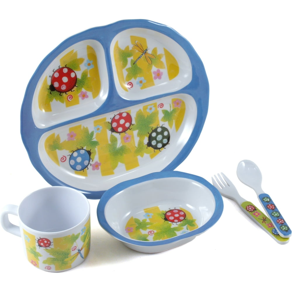 Home Essentials Kids Bugaboo Melamine 5 Piece Oval Dinnerware Set
