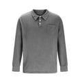 thumbnail image 3 of FRSASU Men Casual Collared Shirt Long Sleeve Fashion Button Polo Shirts with Pocket Gray, 3 of 5