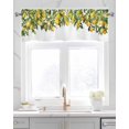 thumbnail image 2 of Green Lemon Linen Curtain Valance for Bedroom/Bathroom/Kitchen/Office/Living/Dining Room Window,Watercolor Trpical Summer Fruit White Pocket Topper Drapes Decorative Cafe Drapery Panel 54"x18", 2 of 6