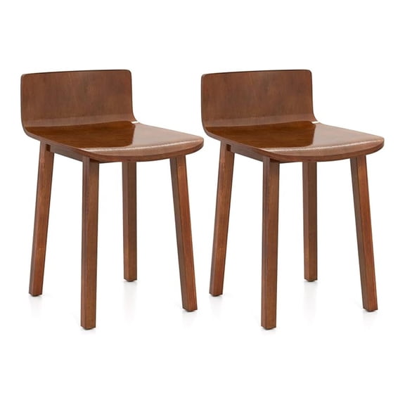 Wooden Dining Chairs Set of 2, Farmhouse Kitchen Chairs with Low Backrest and Curved Seat, Armless Side Chairs with Wood Legs for Dining Room, Living Room, Restaurant