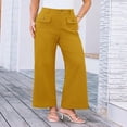 thumbnail image 5 of LYMAYTER Women Casual Trousers High Waist Wide Leg Pants for S-3XL Business Casual Long Straight Pants, 5 of 7