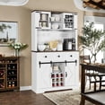 thumbnail image 4 of Ourlova 72" Farmhouse Bar Cabinet with Sliding Barn Door, Tall Kitchen Buffet Rustic Coffee Wine Bar Sideboard White, 4 of 6