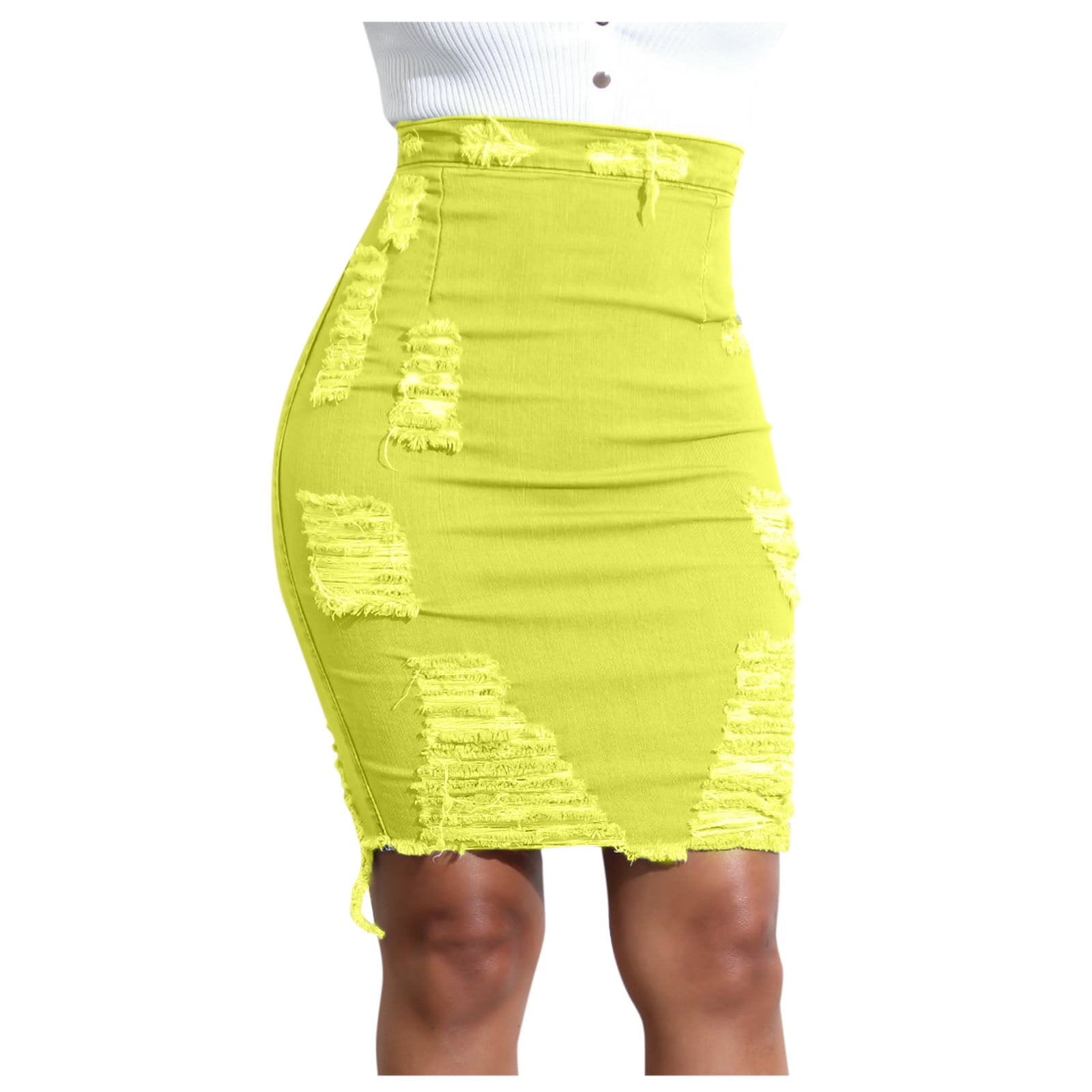 Aayomet Tulle Skirts For Women Women's Elastic Waist Stretch Bodycon Midi  Knee Length Pencil Skirt for Office,Yellow M - Walmart.com