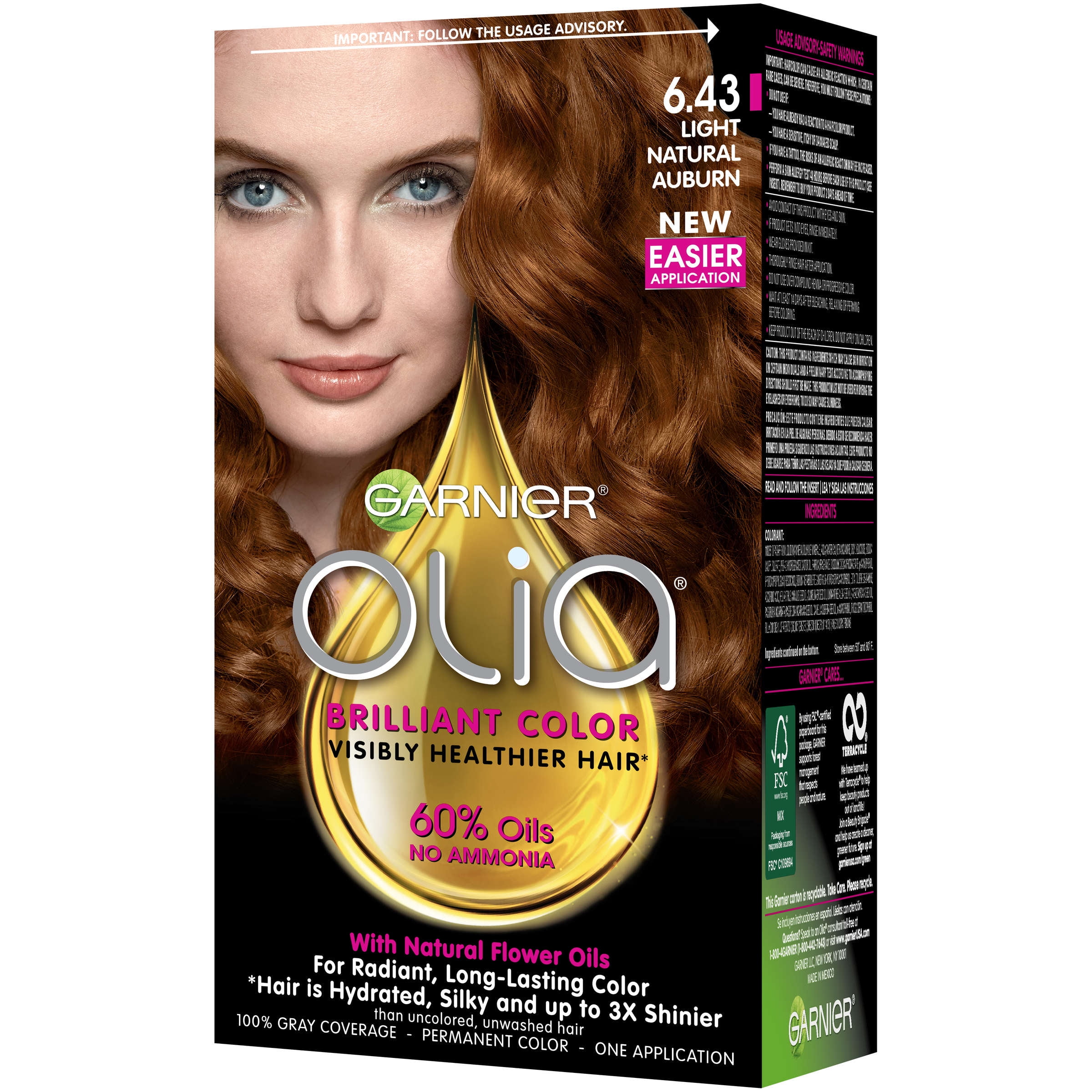 Garnier Olia Permanent Hair Color 6 43 Light Natural Auburn