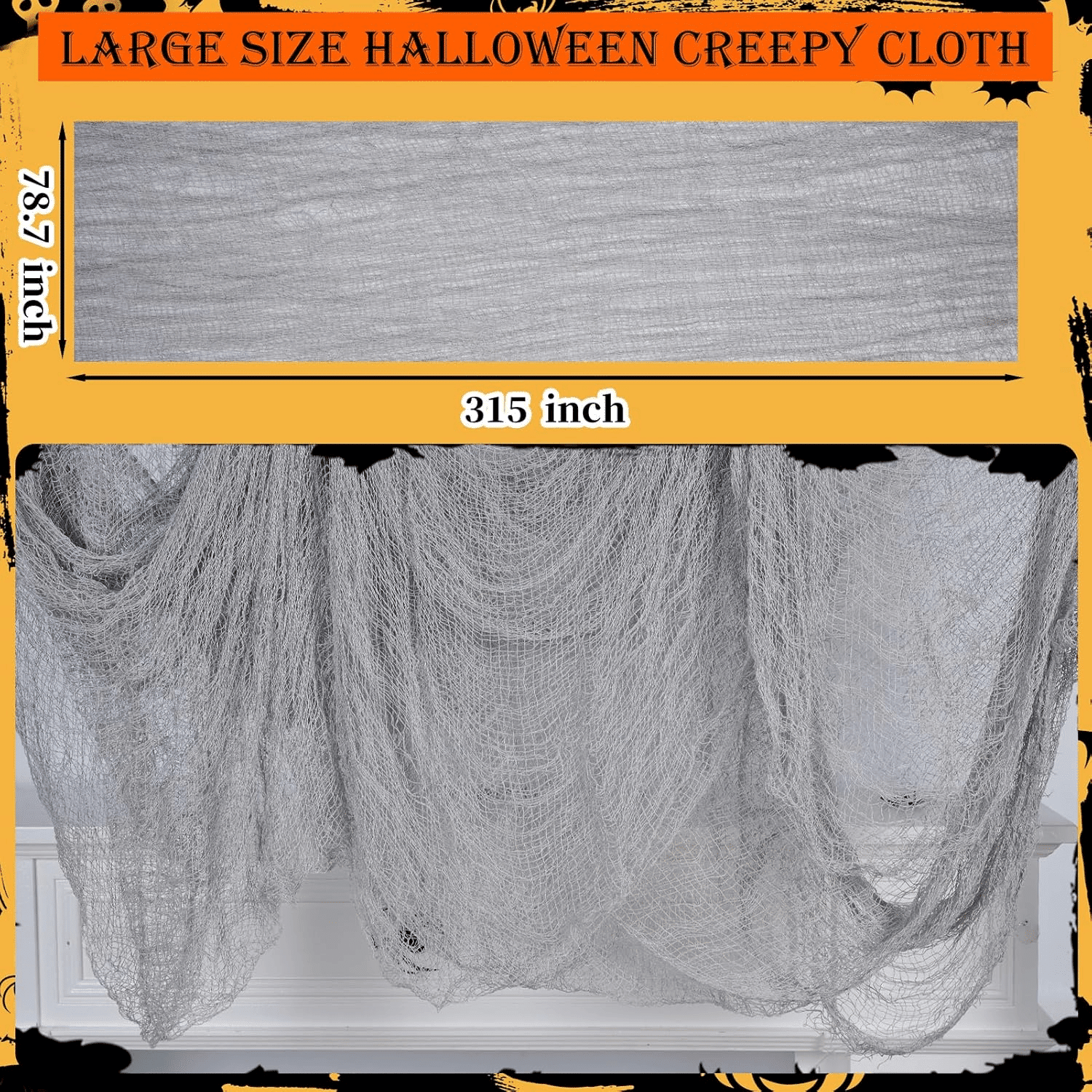 315x78.7 Inch Halloween Creepy Cloth Gauze Fabric for Spooky Party Decor