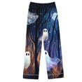 thumbnail image 5 of Halloween Pajamas Womens 2 Piece Pant Sets Pumpkin Ghost Print Long Sleeve Button Up Shirt and Bottoms Pjs Outfits, M Style #U, 5 of 6