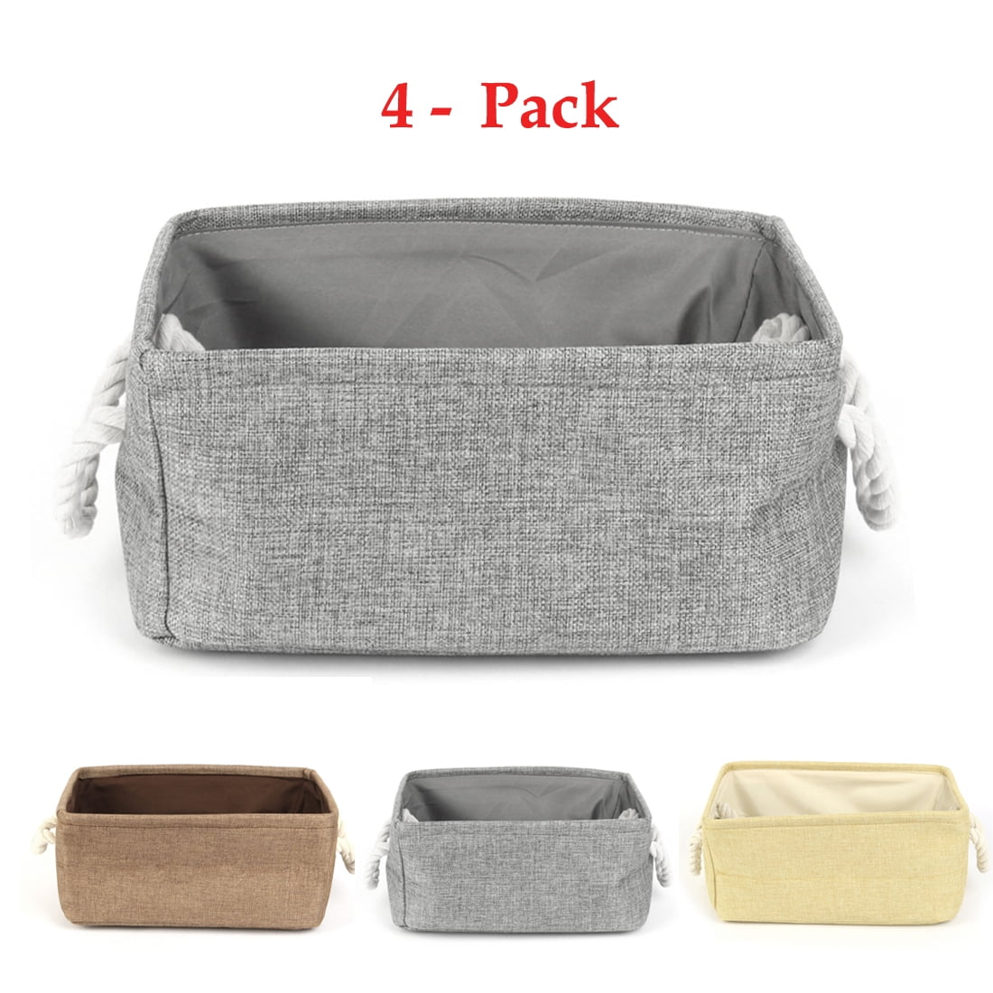 Unique Bargains Home Cotton Fabric Collapsible Storage Baskets Bin Toy